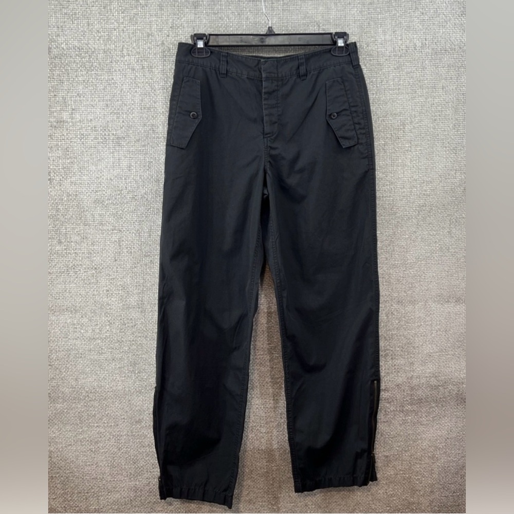 Ralph Lauren Women's Size 8 Button Fly Light Weight Cotton Ankle Zip Pants Black